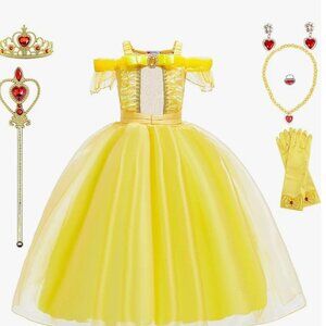 Princess Belle Costumes Halloween Costume Cosplay Dress Girls 9-10yr